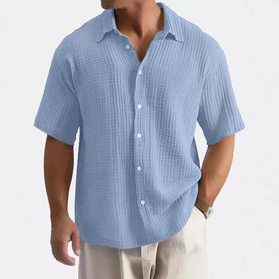 Men's long sleeved collared short sleeved shirt