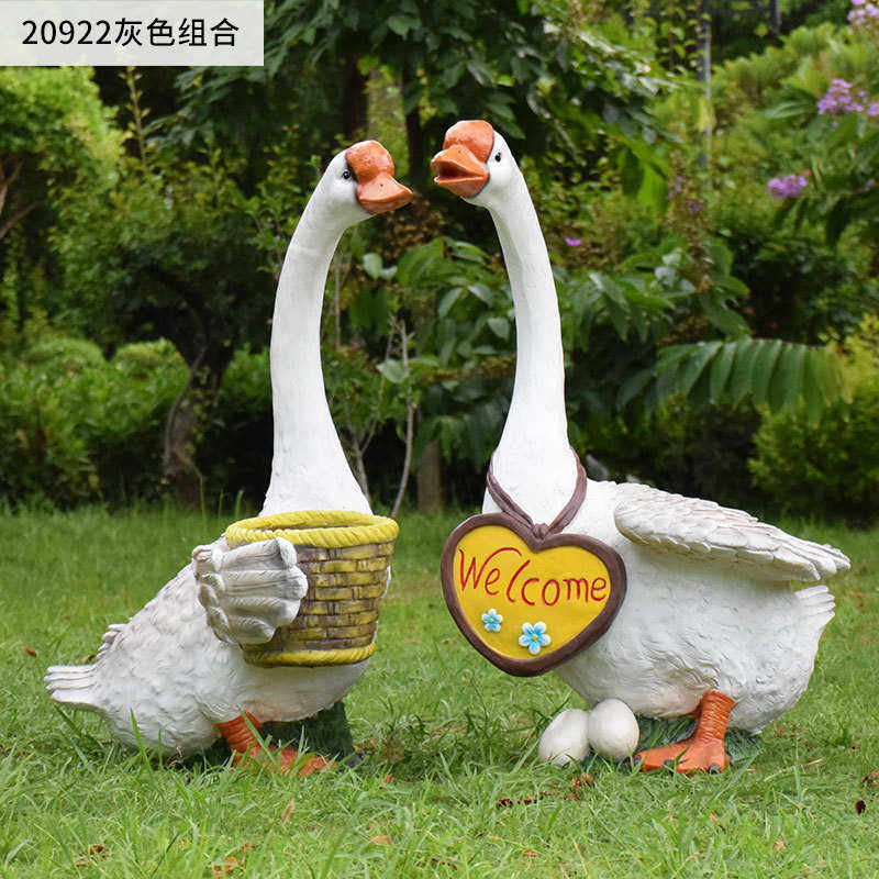 缸别墅花庭院摆件农场户外动物小品园林景观雕塑装饰花园白鹅仿真