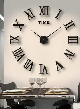 3D Acrylic Digital Wall Clock Roman Numerals Design Mirror W