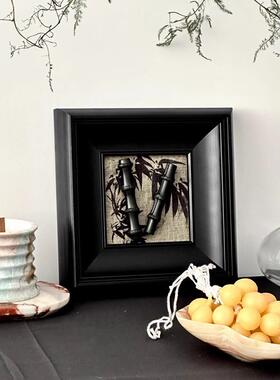 绿竹林画中古风壁饰立体木质复古挂画含框客厅书房卧室玄关装饰画