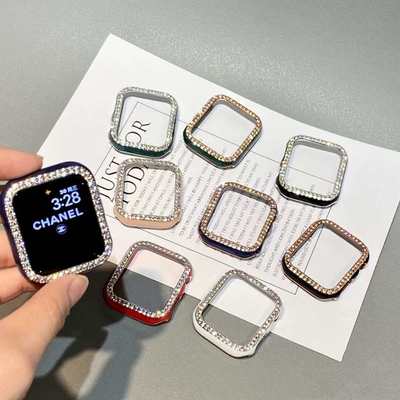 适用iwatch8苹果手表保护壳双排钻女潮7/6/5/4/3/seSE代手表保护