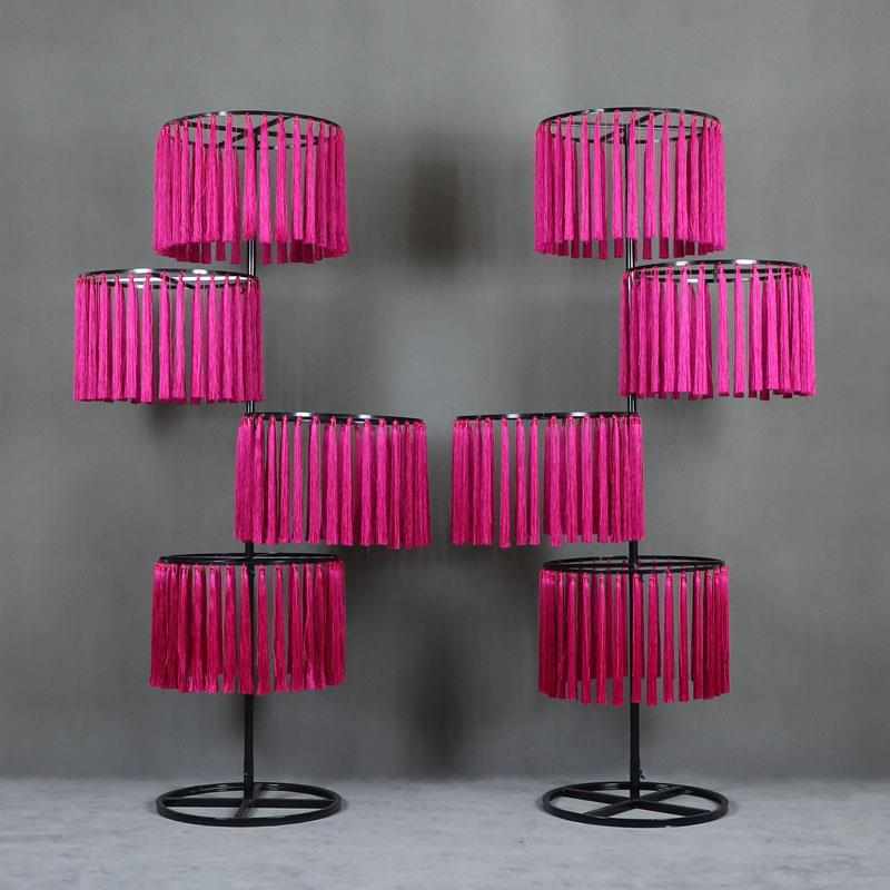 新款婚礼道具南洋风韶华路引灯新中式婚庆仿古玫红色流苏摆件路引