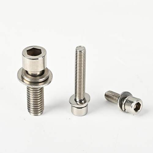 SUS201不锈钢内六角圆柱头平弹垫三组合螺丝M4X8—M8X35工厂