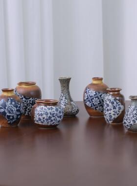 景德镇釉下彩青花瓷小花瓶陶瓷摆饰 新中式客厅博古架装饰品插花