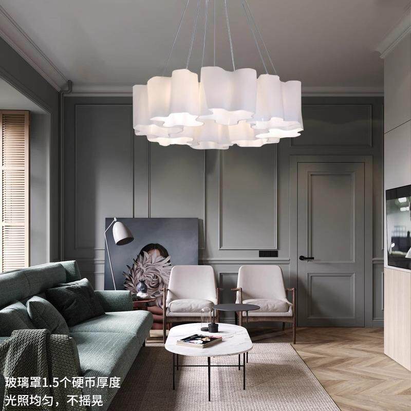 现代简约奶白云朵客厅吊灯轻奢时尚卧室书房异形玻璃吸顶灯