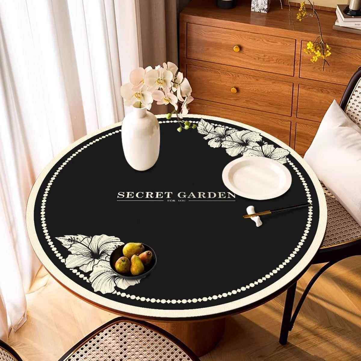 法式圆形餐桌桌垫防水防尘防烫圆桌桌布pvc防滑台布茶几桌面垫子,居家布艺,桌布,淘宝优惠券,粉丝福利购,淘宝优惠卷