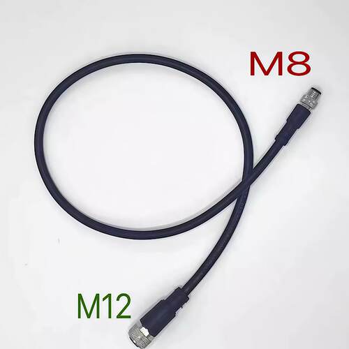 M12转M8连接器3芯4p航空插头mid360传感器防水信号线延长线公转母