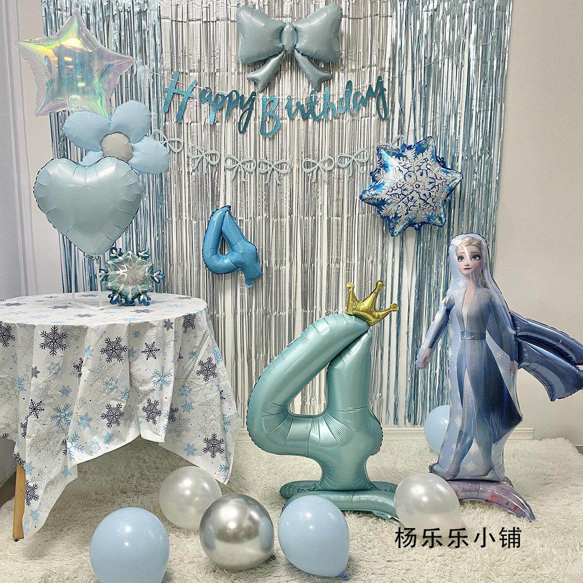 冰雪奇缘公主生日布置装饰气球背景墙艾莎公主生日布置装饰气球