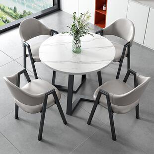 现代简约圆形餐桌椅组合酒店茶几办公室售楼处大厅休闲接待洽谈桌
