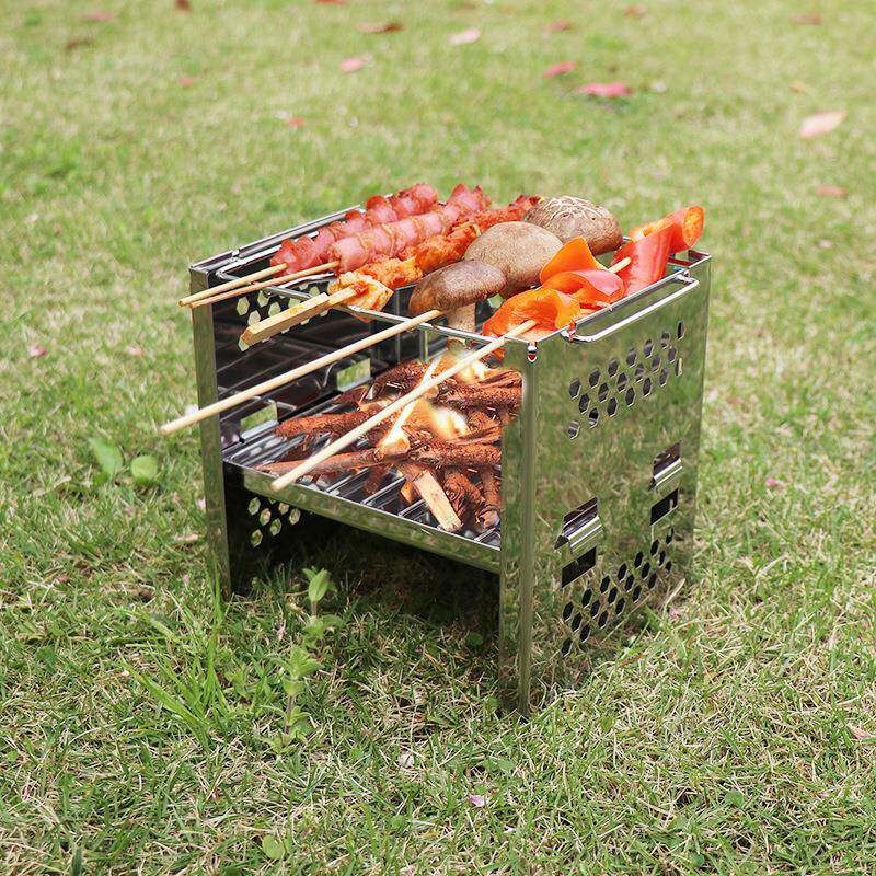 不锈钢烧烤炉户外可调节升降折叠炉便携式野餐BBQ烧烤架取暖炉