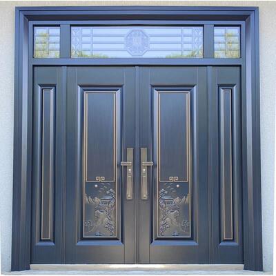 锌合金别墅大门双门铸铝门农村自建房入户门四开 堂屋客厅进户门