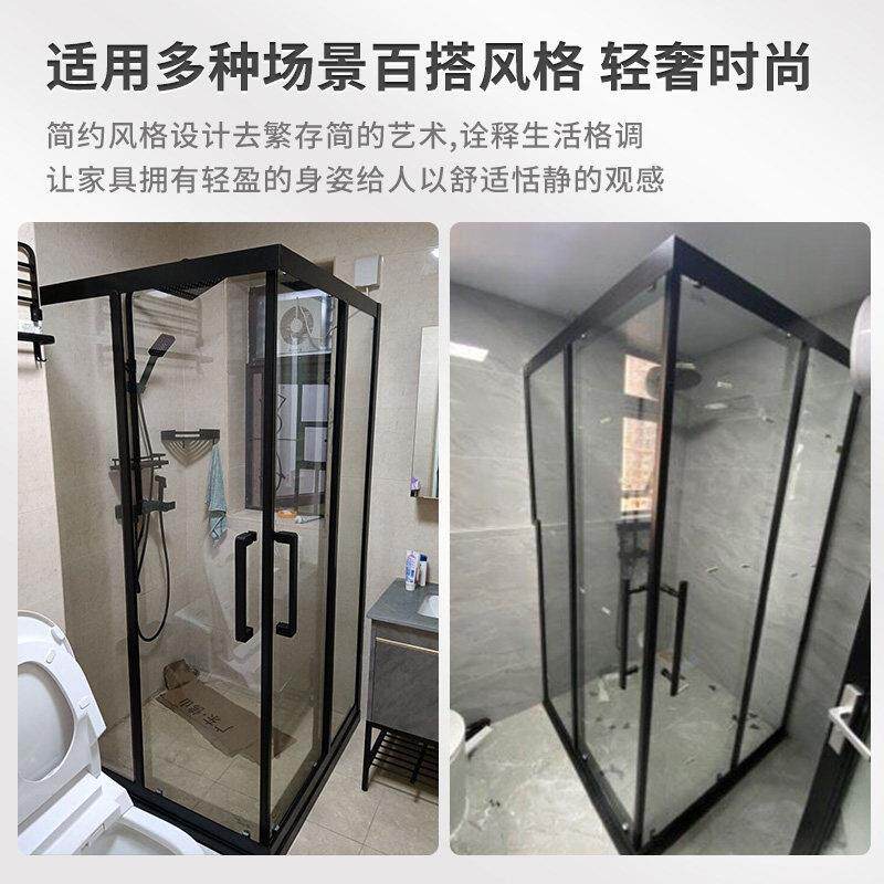 方形直转角角不锈钢屏风淋浴房化妆室干干玻湿离HQ-LYF-1隔断璃推