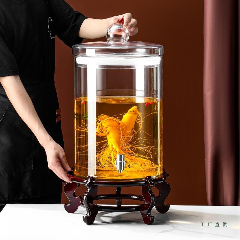 高档密封泡酒玻璃瓶带龙头加厚大容量酒坛酒缸高硼硅泡酒专用酒瓶