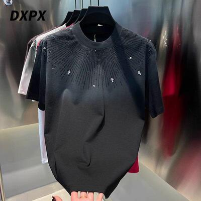 DXPX品牌专柜2025春夏新款男装百搭休闲潮流渐变圆领烫砖时尚短袖