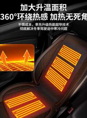 季石墨烯汽车加热坐垫冬毛12V座椅垫车载通用热保暖电绒146单片垫