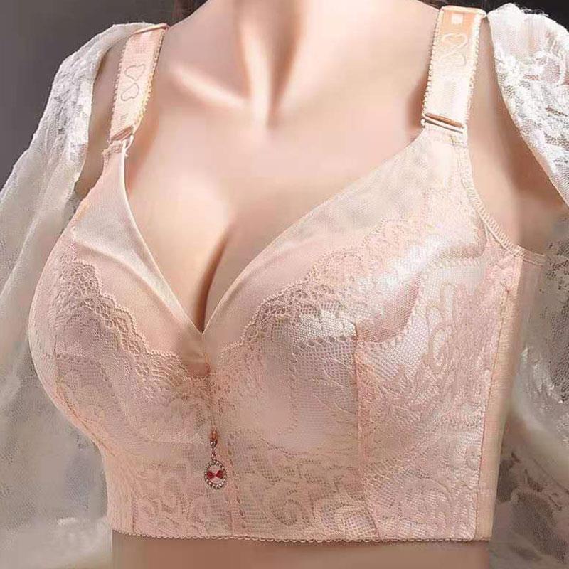 大码全罩杯文胸带钢圈收副乳 聚拢显小胸薄款蕾丝胸罩 安于心大胸
