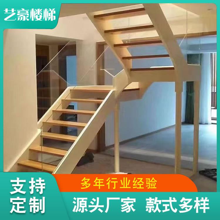双梁楼梯装饰室内楼梯跃层复式小户型双梁楼梯木质玻璃扶手楼梯