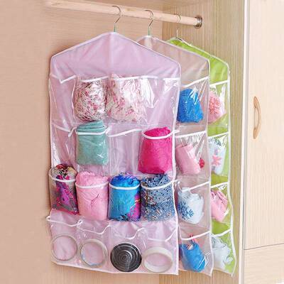 Transparent 16-Grid Hanging Storage Bag for Home Use, Closet