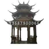 厂家供应双层六角凉亭 碳化木六角凉亭 樟子松休闲双层凉亭古建筑