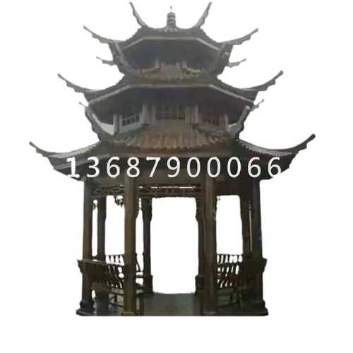 厂家供应双层六角凉亭 樟子松休闲双层凉亭古建筑 碳化木六角凉亭