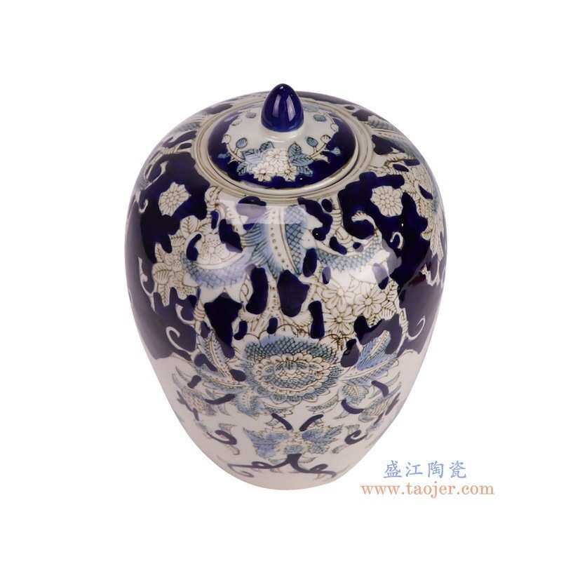 景德镇陶瓷冬瓜罐青花瓷插花瓶家居仿古装饰品客厅电视柜收藏摆件