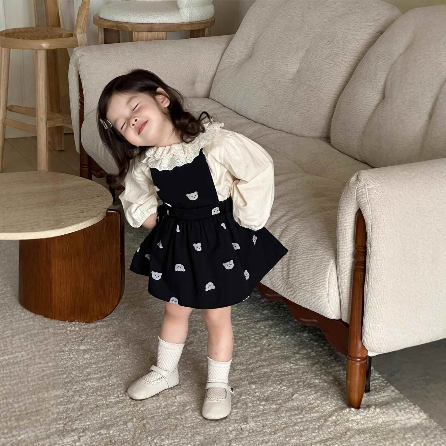 女童春季衣服2026早春装韩版童装儿童套装女宝宝牛仔背带裙两件套
