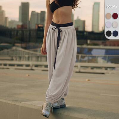 Womens Baggy Wide Leg Pants Casual Barrel Elastic Waist