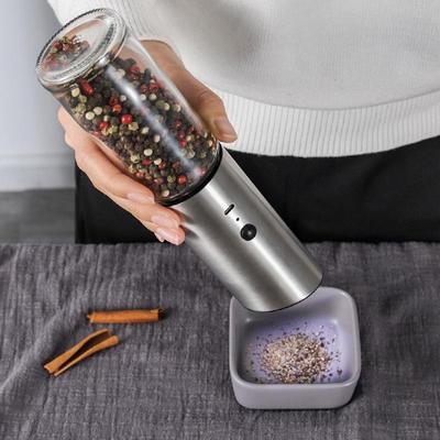 电动黑胡椒粒研磨器海盐磨USB充电不锈钢酒店厨房家用玻璃调味瓶