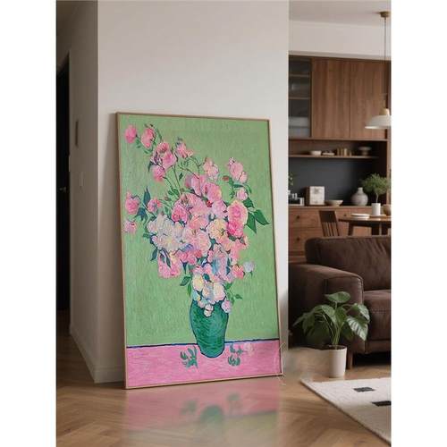 梵高·瑰梵高古名厅画美式复客装饰画玄关柜上玫卧H0514152室走廊