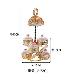 饰多层水果零食点心拼盘铁艺大号果盘摆件 创意家用客厅茶几装