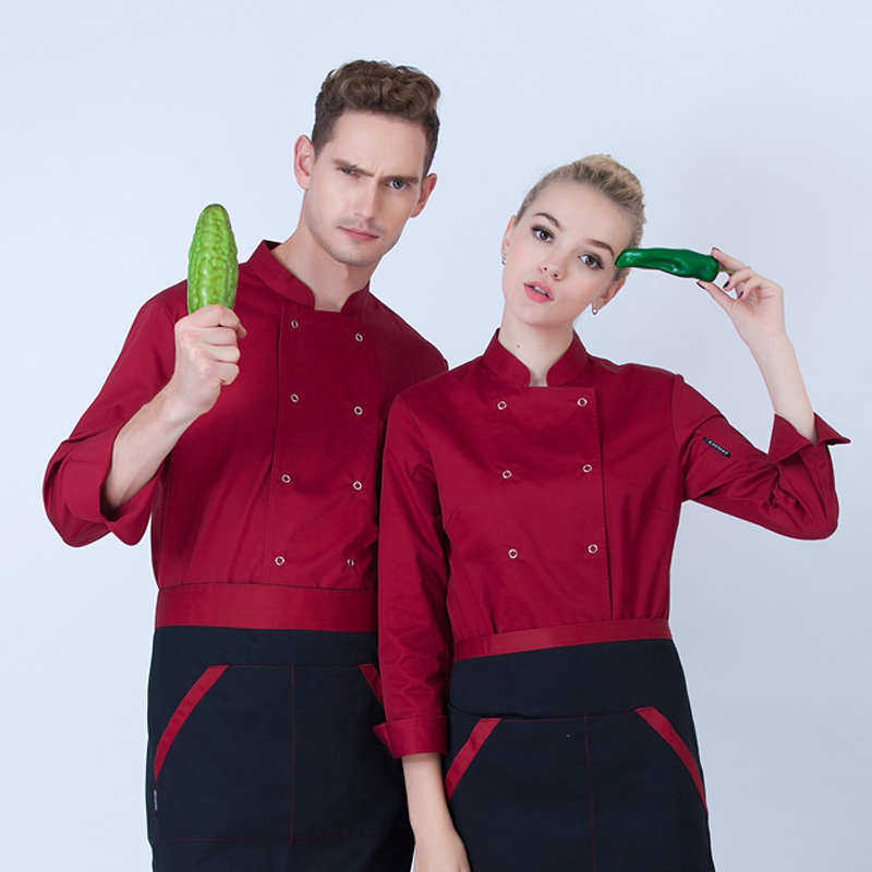 厨师服长袖 酒店厨房男女长袖厨师服装 蛋糕烘焙面点师工作服秋冬,男装,工装制服,淘宝优惠券,粉丝福利购,淘宝优惠卷