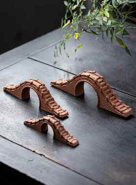 中式陶瓷小桥拱桥古桥模型假山流水微景观盆景装饰品鱼缸造景摆件