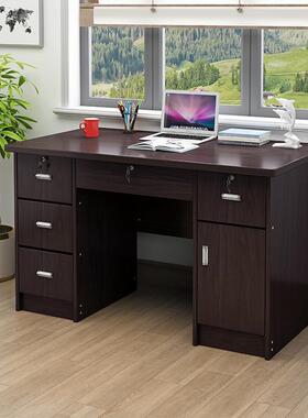 简现公写字台学带锁带桌抽屉1.2米生LQL台式电脑桌卧室约小书桌连