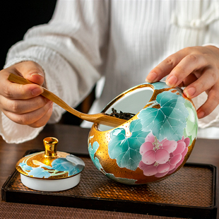 999真金茶叶罐省大师肖建辉手工陶瓷罐子储茶罐装饰健康茶器摆件