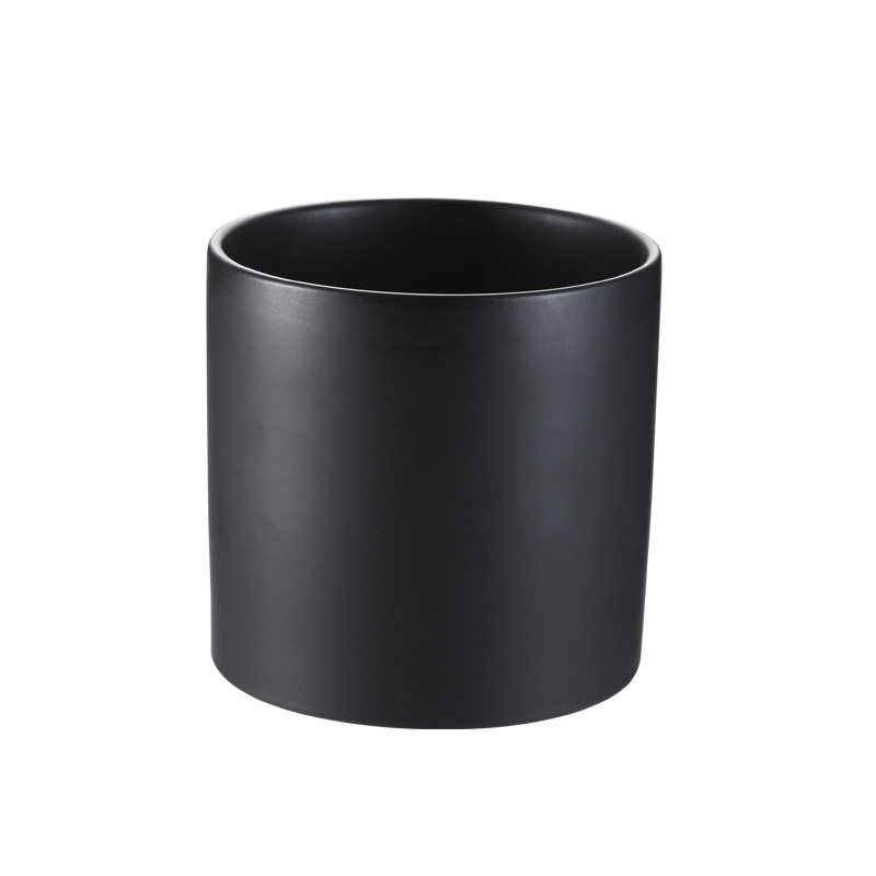 北欧简约哑光黑白色圆柱形蝴蝶兰套盆绿萝铜钱草水培无孔陶瓷花盆