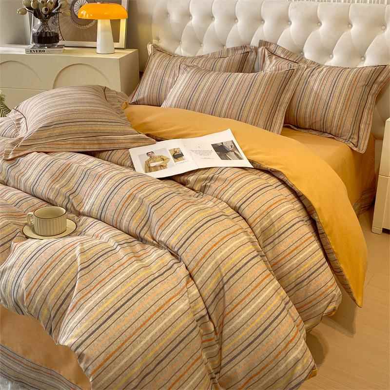 2024新款加厚全棉磨毛四件套纯棉床上用品秋冬保暖被套床单三件套