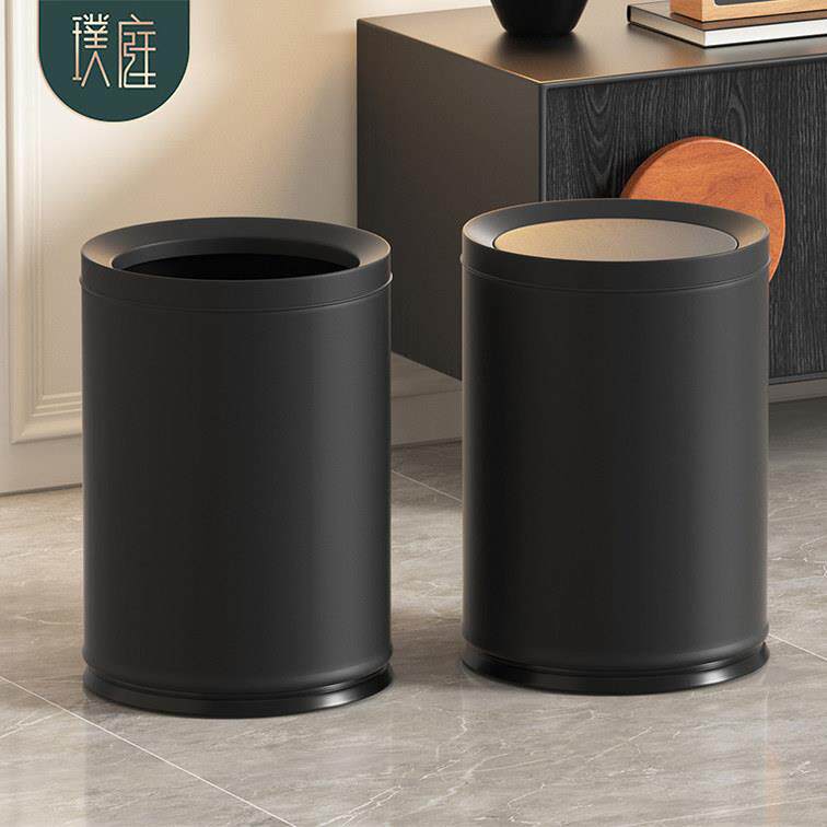 高档酒店垃圾桶双层家用商用翻盖带盖房间卧室客厅现代极简轻奢风