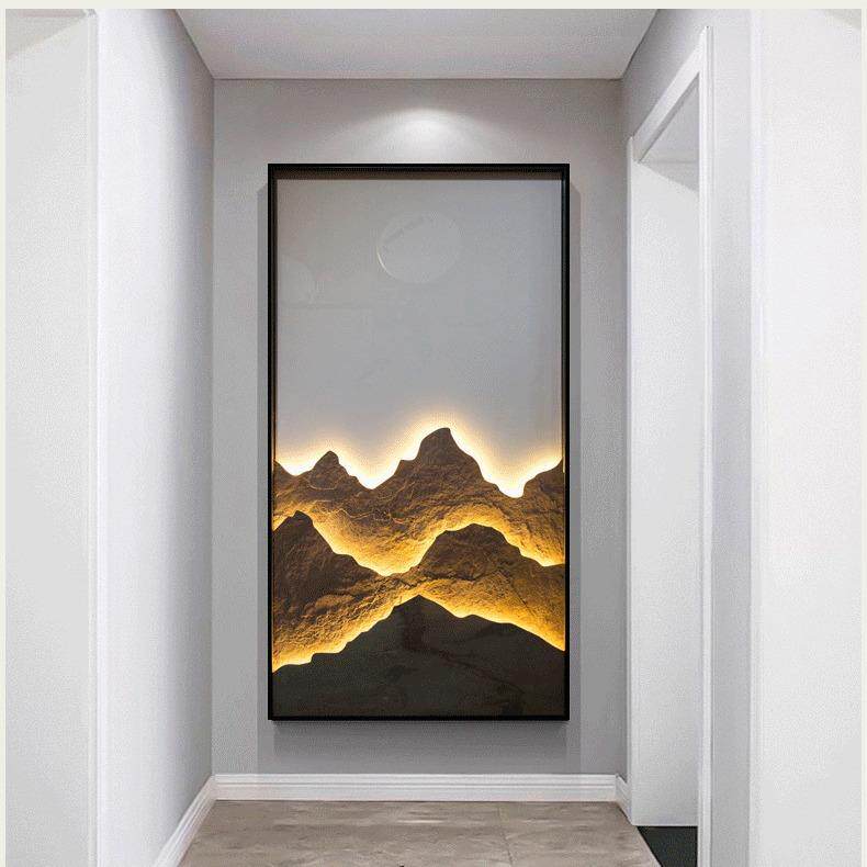 入户过道挂画现代简约正对门发光灯画玄关装饰画走廊墙面高档壁画