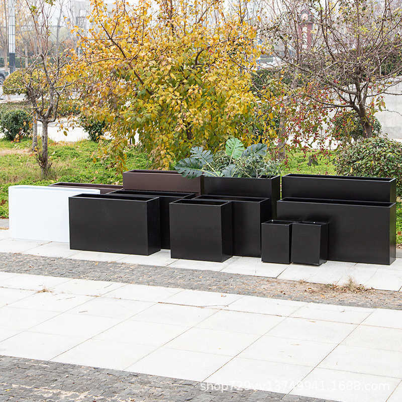 简约户外铁艺花箱不锈钢花槽景观花坛商场隔断花架室外花盆花池