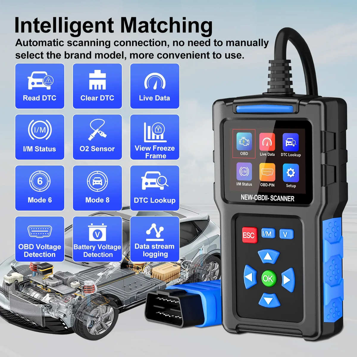 新品JDiag T200 OBD2扫描仪汽车诊断工具汽车发动机I/M就绪测试仪
