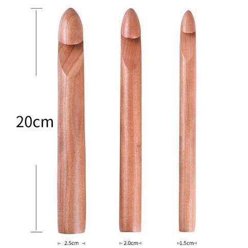 20CM 原木木头大号钩针竹钩针 15MM/20MM/25MM 特粗超粗冰岛钩针