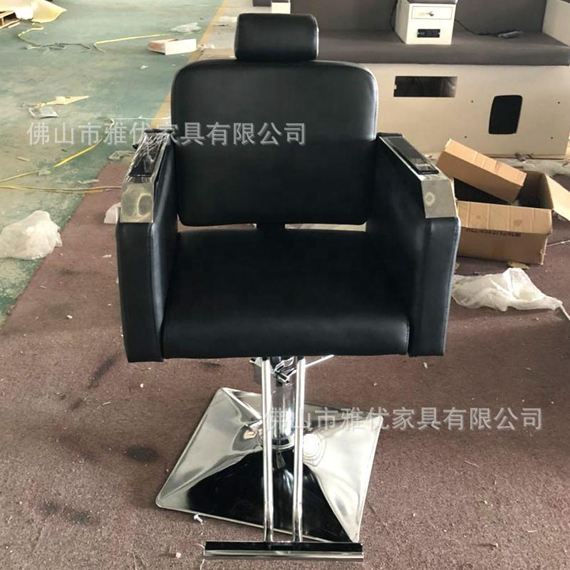外贸理发店椅子发廊专用不锈钢美发店椅子升降理发椅可放倒剪发椅