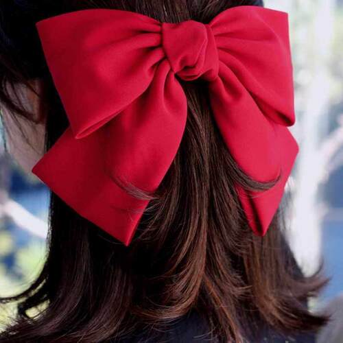 Big Bow Hairpin Burgundy Academy Satin Lolita Spring Clip Ha