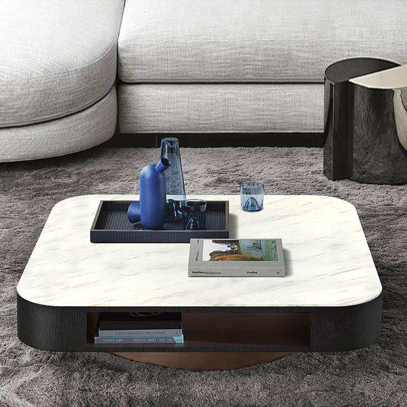 北欧大理石茶几简约现代茶几电视柜组合轻奢小户型多功能茶几圆形