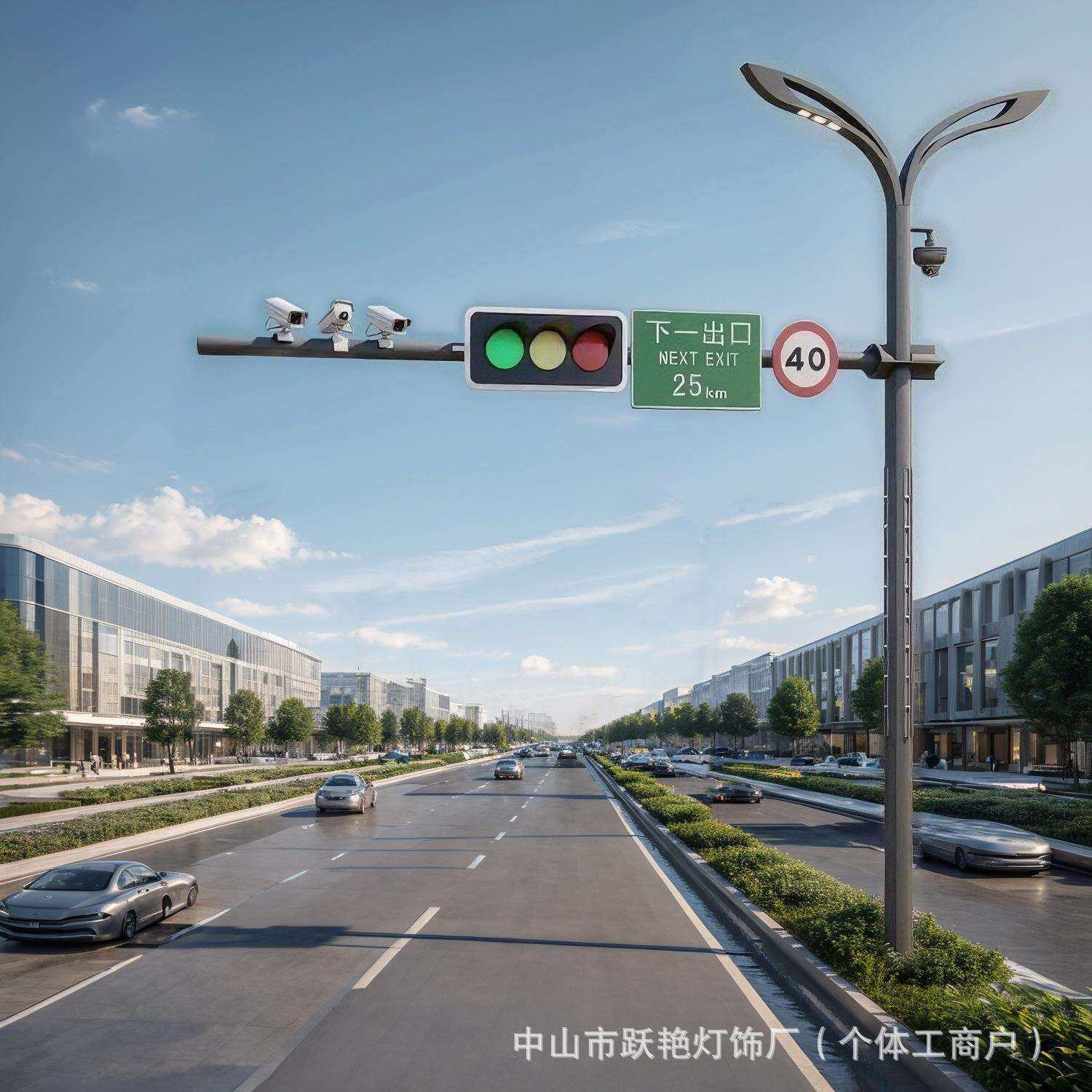 户外路灯综合杆市政红绿灯共杆标志指示牌滑槽多杆合一交通立杆灯