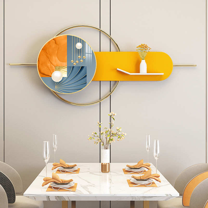 新款金属壁挂画立体装饰画玄关餐厅墙面晶瓷组合装饰画壁饰置物架