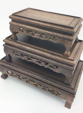 ZZ-089鸡木防石水线翅长方形虎脚底座摆件花木托质花瓶盆实木奇底