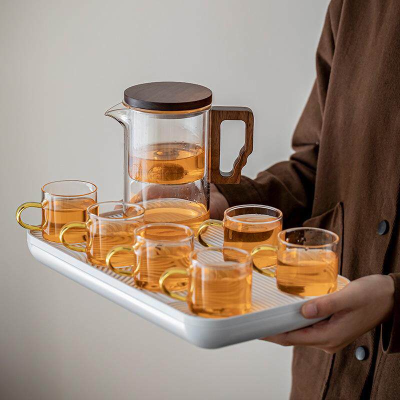 新款泡茶壶茶水分离飘逸杯全玻璃内胆旋转过滤茶具套装磁吸泡茶杯