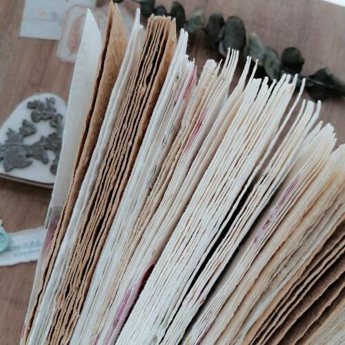 东巴纸 麻丝纸 A4手帐特种加厚素材纸包  junkjournal 纯手工造纸