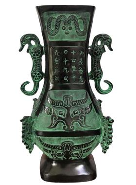 高档双龙尊仿风古青铜器客厅卧室水复古摆件古做玩旧包老家居装饰